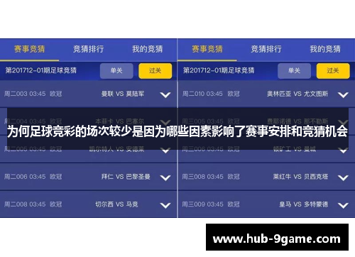 为何足球竞彩的场次较少是因为哪些因素影响了赛事安排和竞猜机会 为何足球竞彩的场次较少是因为哪些因素影响了赛事安排和竞猜机会